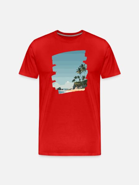 Sunset beach with palm trees - Men's Premium Organic T-Shirt - red