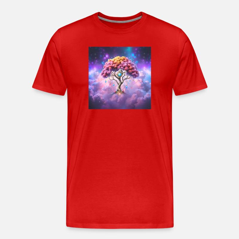Cosmic Gem Tree - Men's Premium Organic T-Shirt - red
