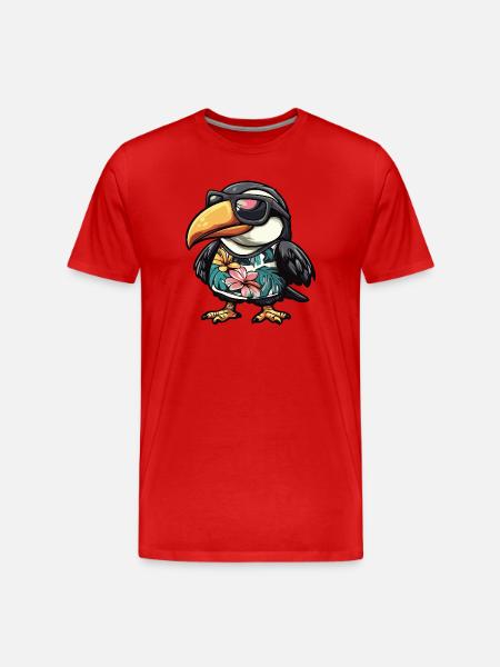 Toucan Bird Comic Holiday - Men's Premium Organic T-Shirt - red