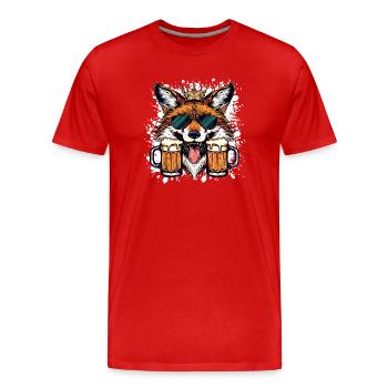 Fuchs Bier Lustig - Männer Premium Bio T-Shirt - Rot - Vorne - Damien (186cm)