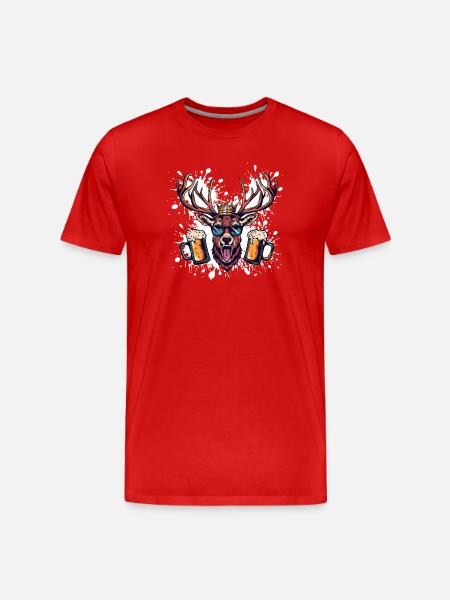Deer Beer Funny - Men's Premium Organic T-Shirt - red