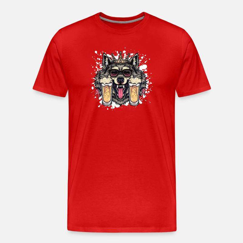 Wolf Beer Drôle - T-shirt bio Premium Homme - rouge