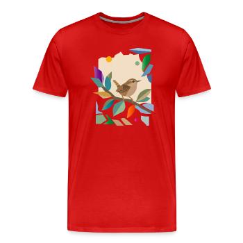 Wren Songbird Garden Bird Design - Men's Premium Organic T-Shirt - red - Front - Damien (186cm)