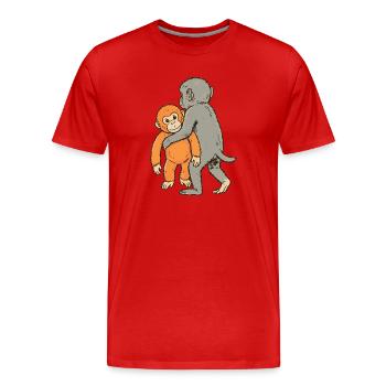 Bébé Singe Coup de Poing - T-shirt bio Premium Homme - rouge - Devant - Damien (186cm)