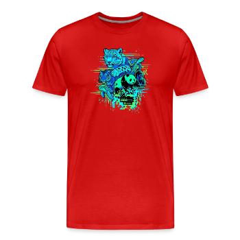 Animal Glitch - Men's Premium Organic T-Shirt - red - Front - Damien (186cm)