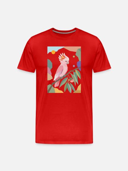 Pink Cockatoo Parrot Bird Design - Men's Premium Organic T-Shirt - red
