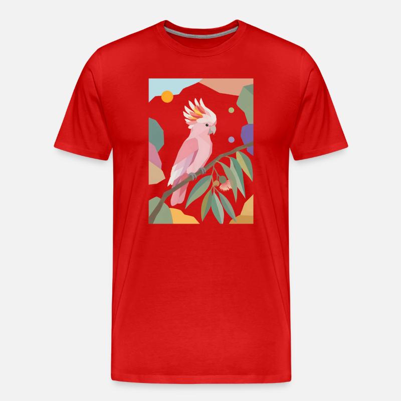 Rosa Kakadu Papagei Vogel Design - Männer Premium Bio T-Shirt - Rot