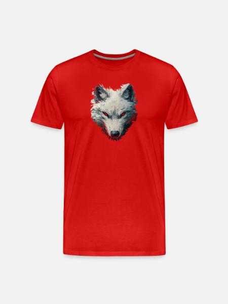 Wolf-Design - Männer Premium Bio T-Shirt - Rot