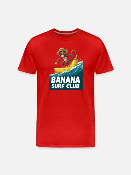 Bananen-Surfclub-Affe - Männer Premium Bio T-Shirt - Rot