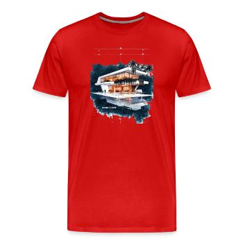 Luxury Is Loud - Tropical Modern Villa Sketch - Men's Premium Organic T-Shirt - red - Front - Damien (186cm)