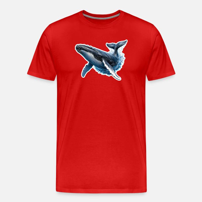 Springender Buckelwal – Dynamische Meeres-Illustra - Männer Premium Bio T-Shirt - Rot