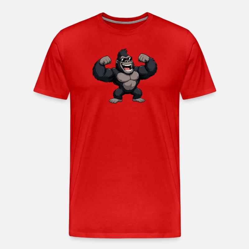 Gorilla Kraftheld mit Sonnenbrille - Männer Premium Bio T-Shirt - Rot