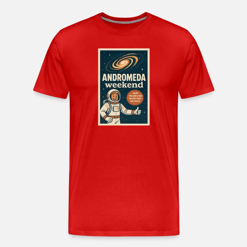 Week-end d’Andromède | Humour spatial rétro - T-shirt bio Premium Homme - rouge