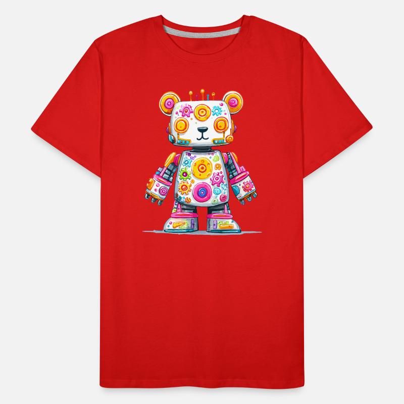 Imprimé néon de robot ours coloré T-shirt bio Premium Homme