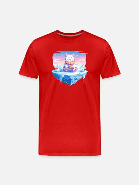 Polarlicht-Bär auf Eis - Men's Premium Organic T-Shirt - red
