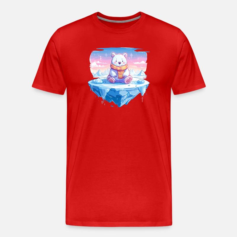 Polarlicht-Bär auf Eis - Men's Premium Organic T-Shirt - red