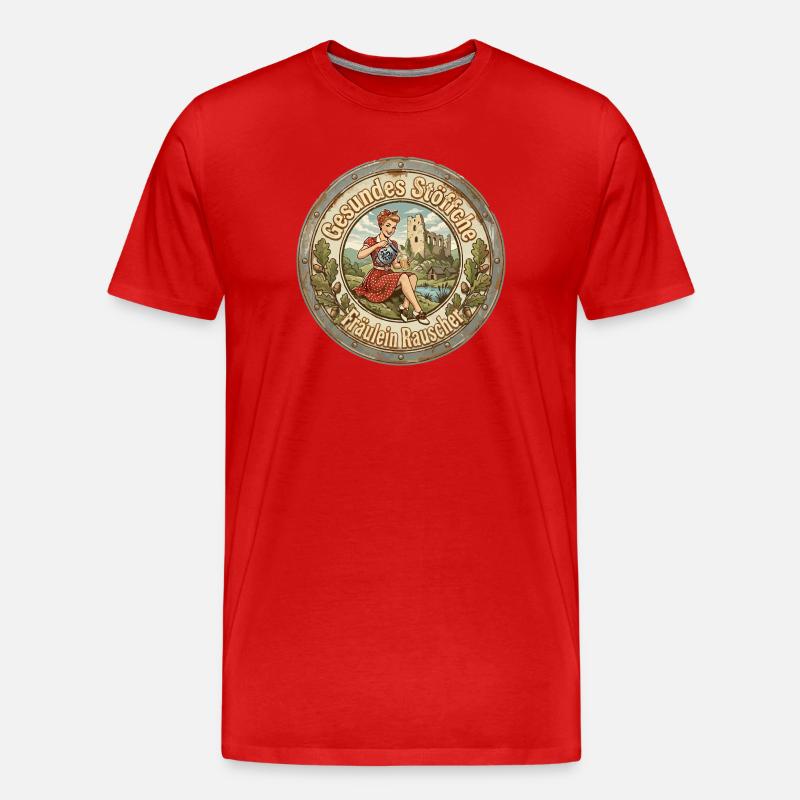 Bembel Mädchen "Gesundes Stöffche" - Männer Premium Bio T-Shirt - Rot