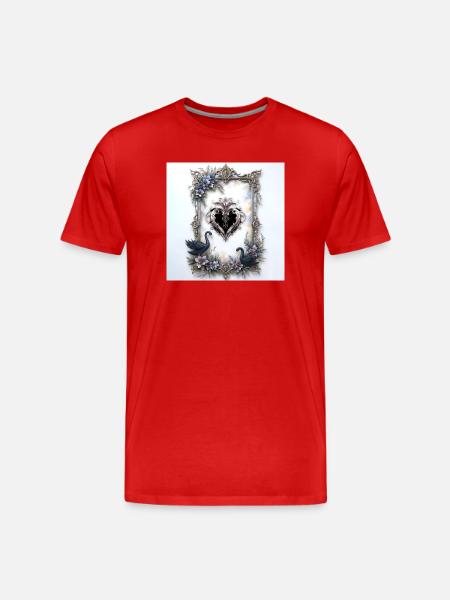 Zierherz im Blumenrahmen - Männer Premium Bio T-Shirt - Rot