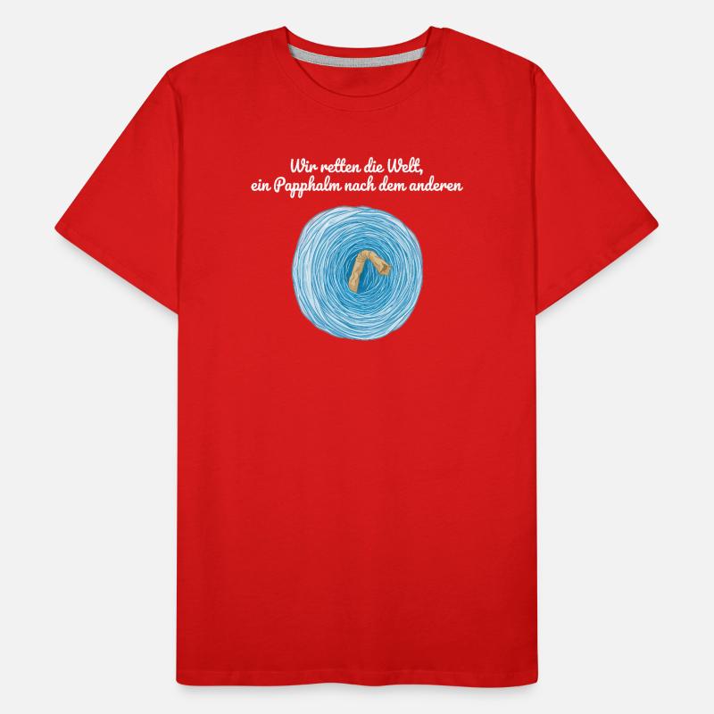 We Save the World, Cardboard Straw Satire Men's Premium Organic T-Shirt