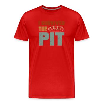 Ich habe die Grube überlebt - Männer Premium Bio T-Shirt - Rot - Vorne - Damien (186cm)