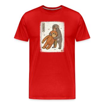 Ukiyo-e Baby Monkey Punch - Männer Premium Bio T-Shirt - Rot - Vorne - Damien (186cm)