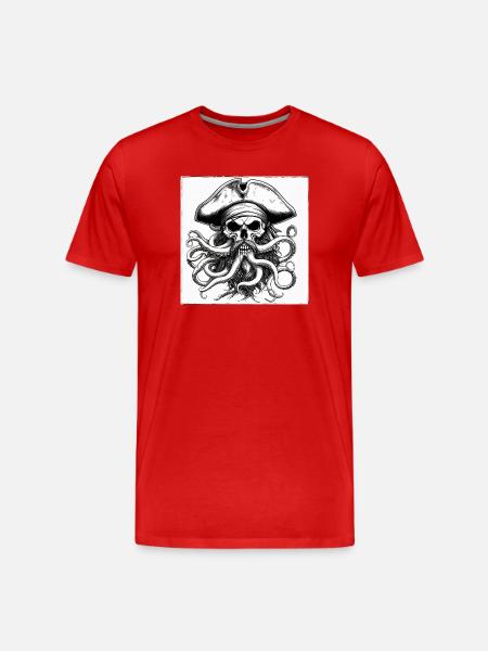 Pirate skull and octopus ink - Men's Premium Organic T-Shirt - red