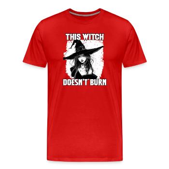Sorcière Noire T| Fête d’Halloween T | Witchcraft T Wicca - T-shirt bio Premium Homme - rouge - Devant - Damien (186cm)