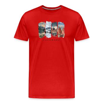 Colorado Vacation Travel – Rocky Mountains Motif - Men's Premium Organic T-Shirt - red - Front - Damien (186cm)