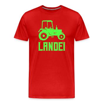 Traktor Silhouette Landei - Männer Premium Bio T-Shirt - Rot - Vorne - Damien (186cm)