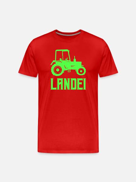 Traktor Silhouette Landei - Männer Premium Bio T-Shirt - Rot