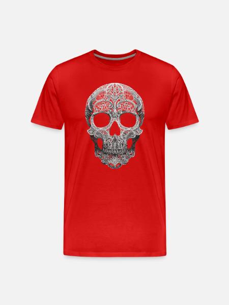 Mandala Skull Ornament - Men's Premium Organic T-Shirt - red