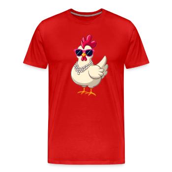 Chicken - Men's Premium Organic T-Shirt - red - Front - Damien (186cm)