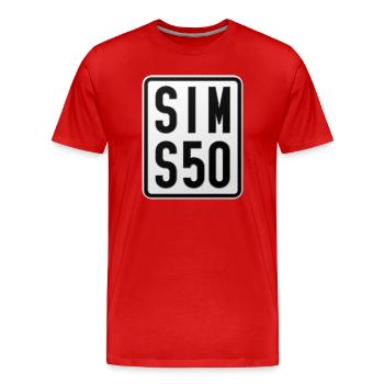 Simson S50 Moped Kennzeichen - Männer Premium Bio T-Shirt - Rot - Vorne - Damien (186cm)