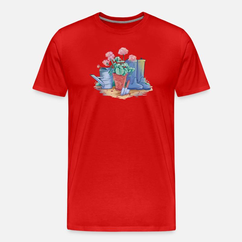 Garten Deko Art - Männer Premium Bio T-Shirt - Rot