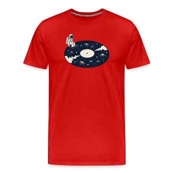 Kosmische Vinyl-Astronauten-Weltraummusik - Männer Premium Bio T-Shirt - Rot - Vorne - Damien (186cm)