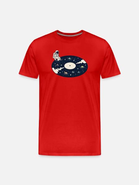 Cosmic Vinyl Astronaut Space Music - Men's Premium Organic T-Shirt - red