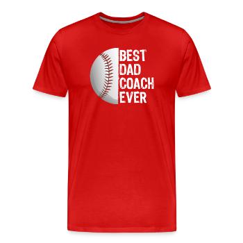 Bester Vater-Trainer aller Zeiten Baseball-Tee - Männer Premium Bio T-Shirt - Rot - Vorne - Damien (186cm)