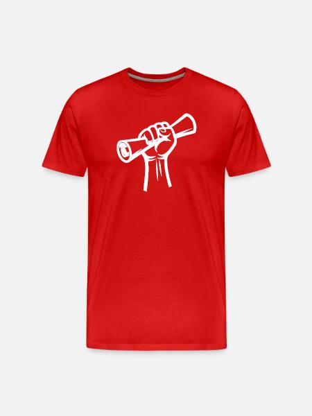 Raised fist holding a roller - Men's Premium Organic T-Shirt - red