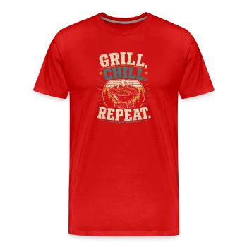 Dad Father Hero Grill Master BBQ Gift - Men's Premium Organic T-Shirt - red - Front - Damien (186cm)