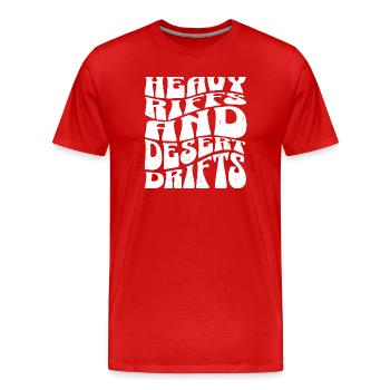 Schwere Riffs und Wüstendriften. - Männer Premium Bio T-Shirt - Rot - Vorne - Damien (186cm)