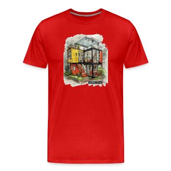 CONTAINED BUT FREE - Modern Shipping Container Art - Men's Premium Organic T-Shirt - red - Front - Damien (186cm)