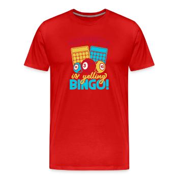 Bingo Game Happiness Is Yelling Bingo - Men's Premium Organic T-Shirt - red - Front - Damien (186cm)