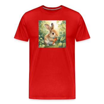Niedlicher Hase  - Männer Premium Bio T-Shirt - Rot - Vorne - Damien (186cm)