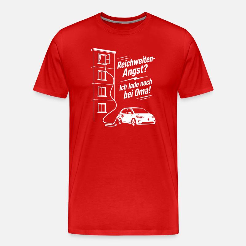 Reichweiten Angst, E Auto, Oma - Männer Premium Bio T-Shirt - Rot