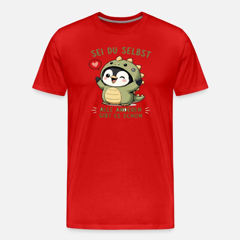 Sei du selbst - Pinguin - Männer Premium Bio T-Shirt - Rot
