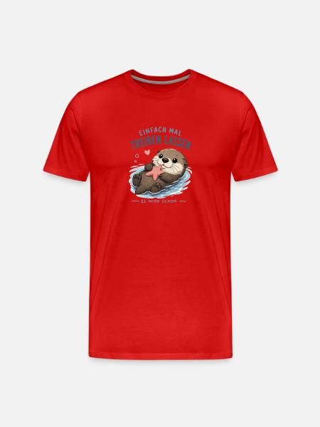 Otter: Einfach treiben lassen - Männer Premium Bio T-Shirt - Rot