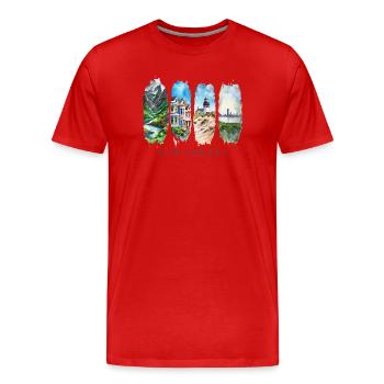 New Jersey Travel Design – Garden State & Jersey S - Männer Premium Bio T-Shirt - Rot - Vorne - Damien (186cm)
