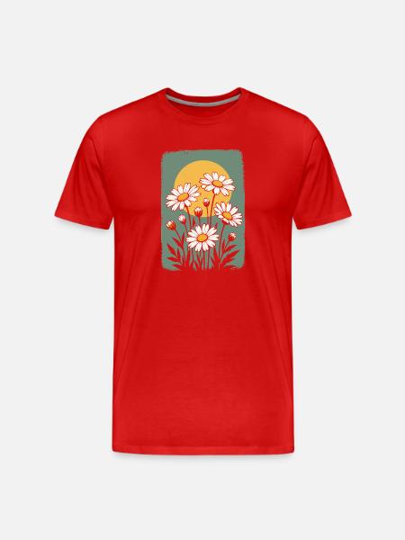 Gänseblümchen im Sonnenkreis - Männer Premium Bio T-Shirt - Rot