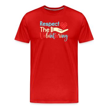 Appréciation du bénévole Respect du bénévole - T-shirt bio Premium Homme - rouge - Devant - Damien (186cm)