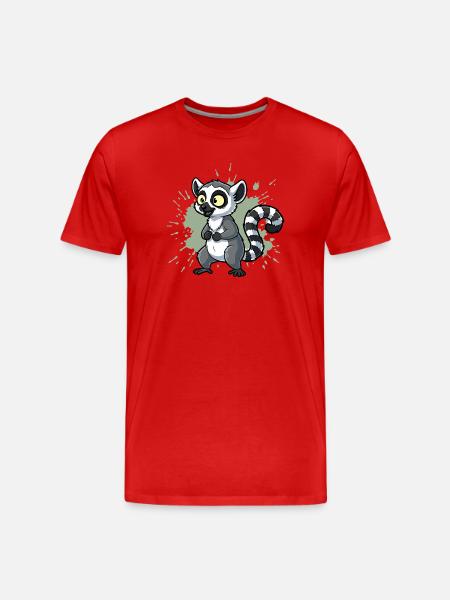 Kawaii Lemur Yellow Eyes - Men's Premium Organic T-Shirt - red